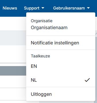 Klik op Gebruikersnaam in het gebruikersmenu in Inspectieportaal