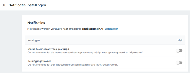 NOtificatie instellingen in Veterinair Inspectie Proces