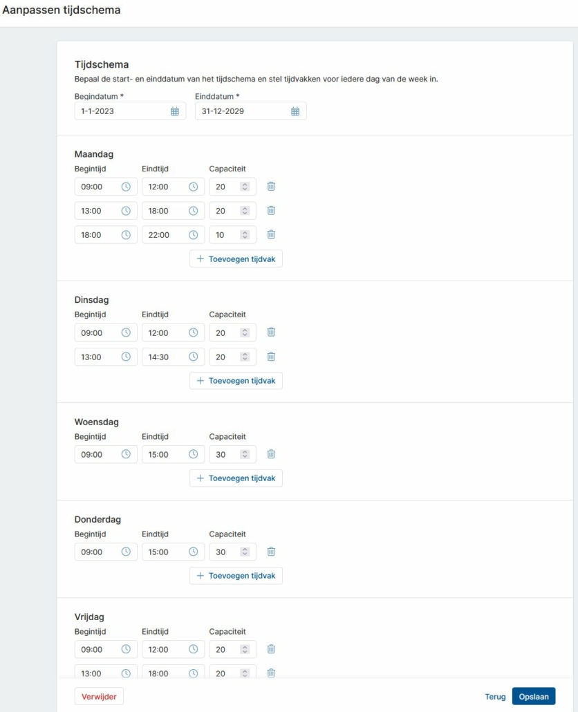 Aanpassen tijdschema in Veterinair Inspectie Proces