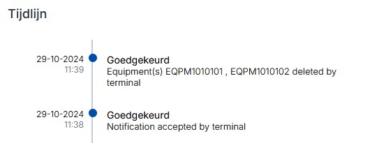 Tijdlijn van ingetrokken MID melding op een equipment.