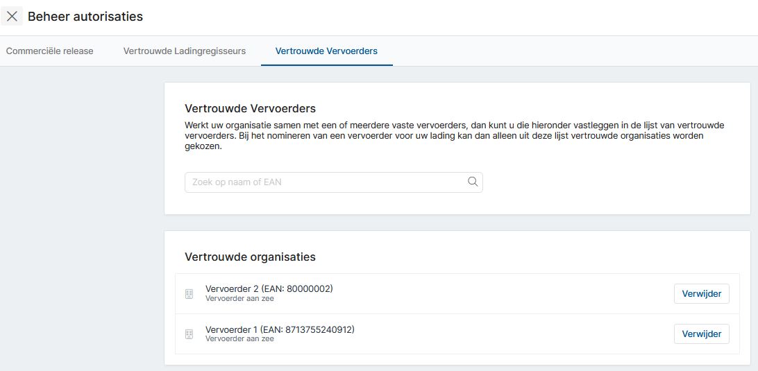 Beheer vertrouwde vervoerders in de vertrouwensketen