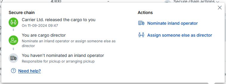 Pop-up with Secure Chain actions