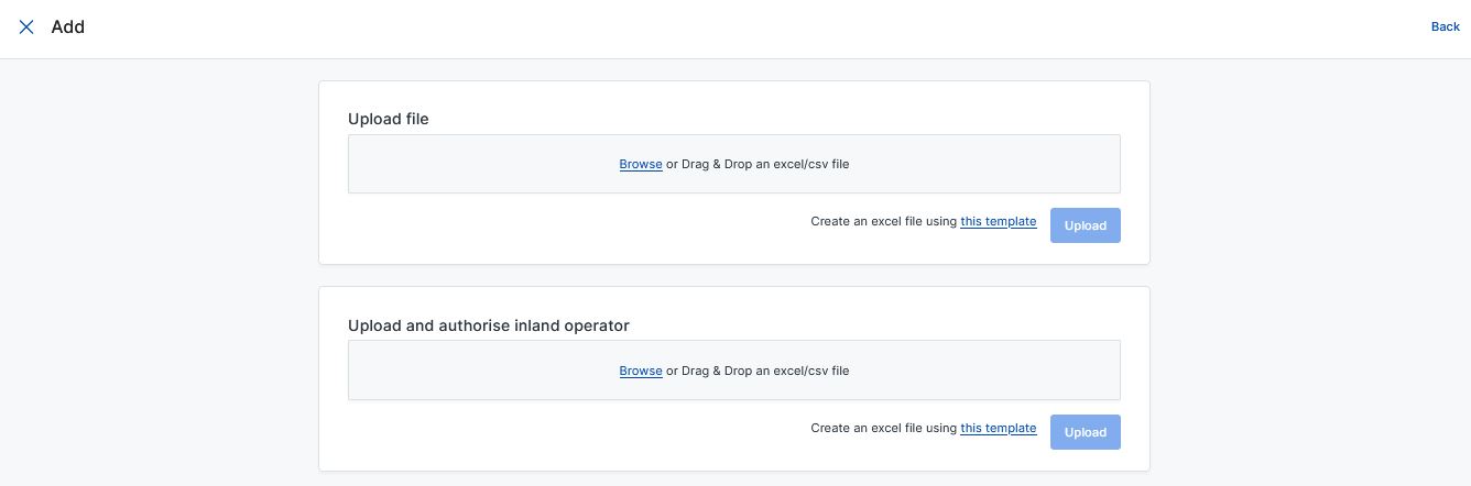 Download templates to upload B/L data in bulk.