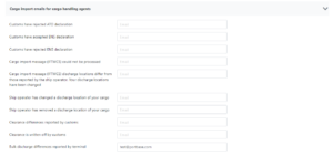 Enter email address to receive notifications about stowage data for Vessel Notification