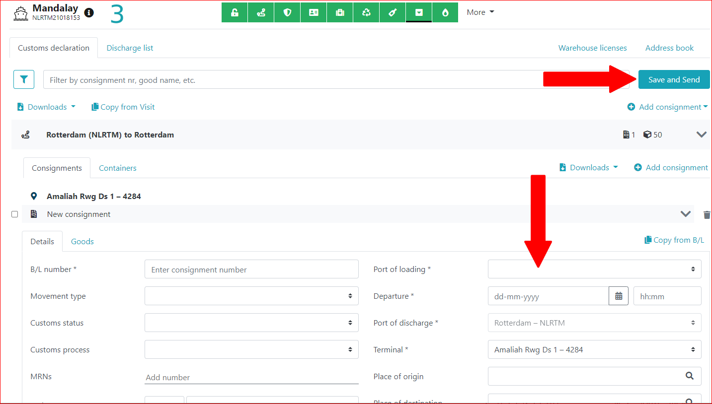 Adding overlanded containers to a manifest in Cargo Declaration Import ...