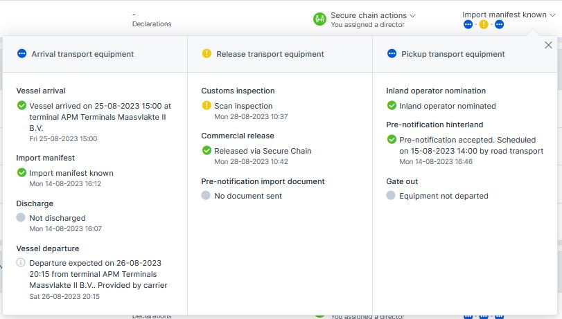 Statusinformatie in het laadscherm in Cargo Controller