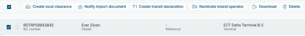 Header buttons in Cargo Controller become visible by selecting at least 1 full B/L