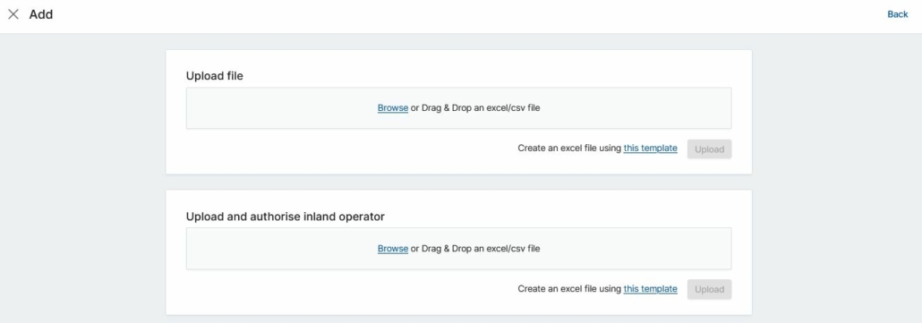 Download templates om het uploaden van B/L data in bulk.