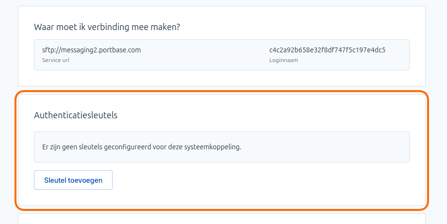 authenticatiesleutel instellen in het Portbase systeemkoppelingenportaal