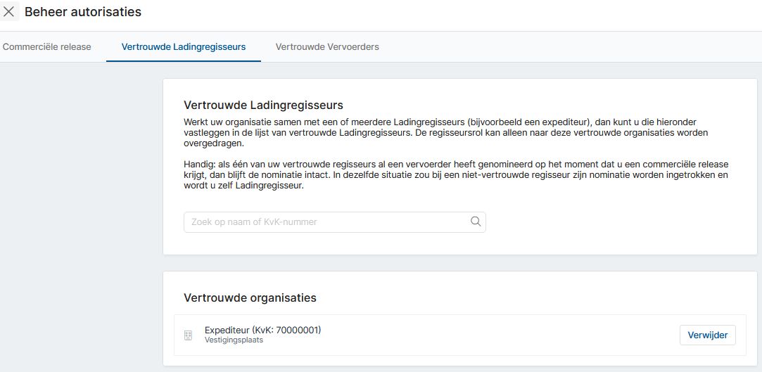 Vaste lijst met ladingregisseurs toevoegen in Cargo Controller of Cargo Release Manager