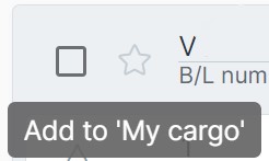 Een bulk B/L favoriet maken zodat de gebruiker deze in zijn persoonlijke overzicht My Cargo kan volgen in Losinformatie