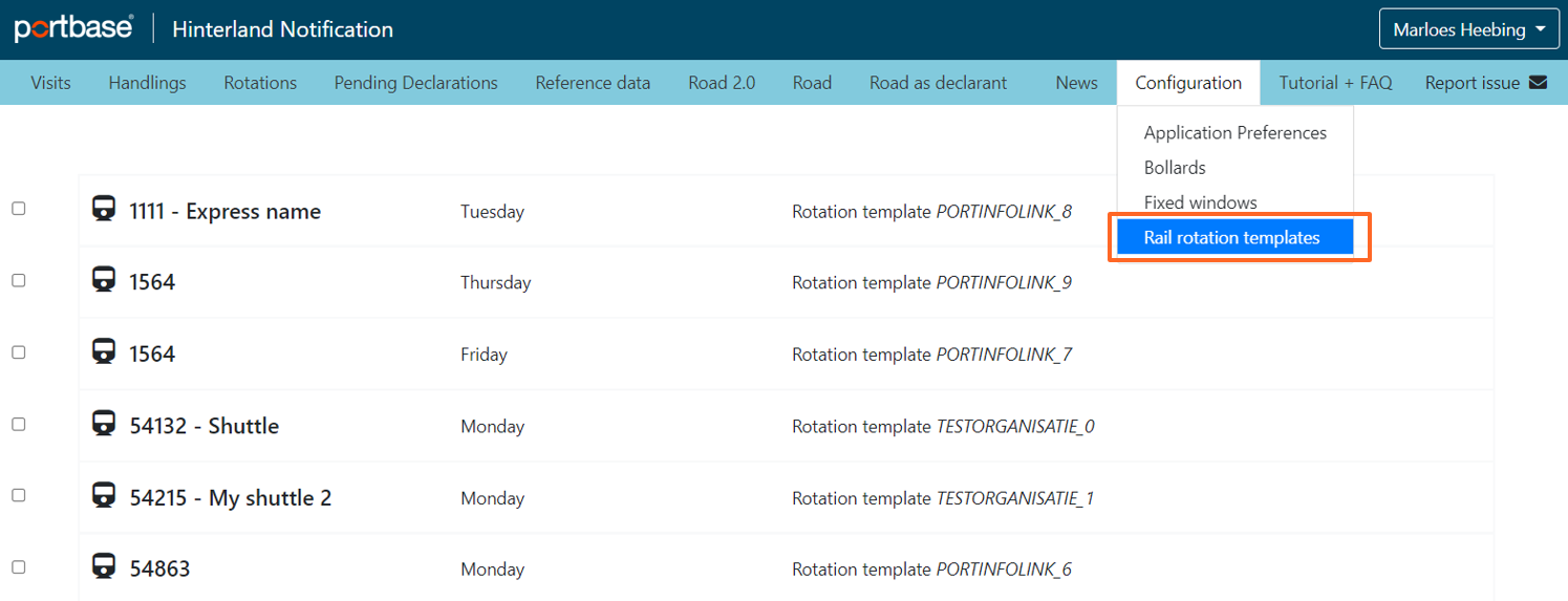 Template overview screen in MCA