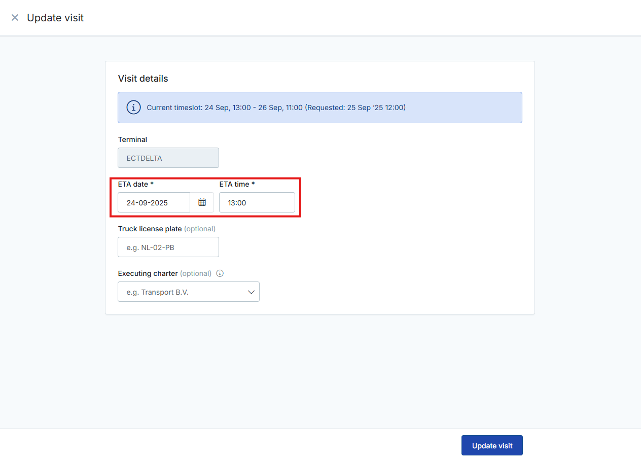 Changing ETA in Notification Container Hinterland Road
