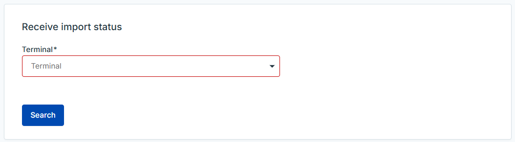 Dropdown menu voor terminals in Import Status