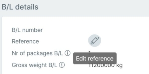 Losinformatie Bulk B/L's referentie aanpassen