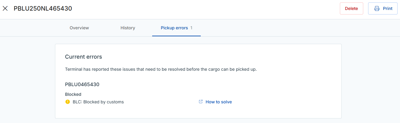 UItleg errors Terminal status in Cargo Controller