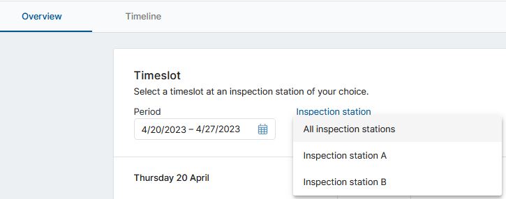 Select inspection point in Veterinary Inspection Process
