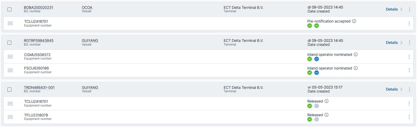 Main screen in Cargo Release Manager