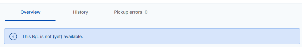  B/L not yet known message in Cargo Controller