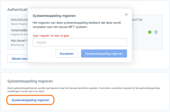 Berichtstromen omzetten naar nieuwe koppeling