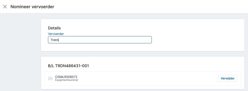 Nominate inland operator in the Secure Chain