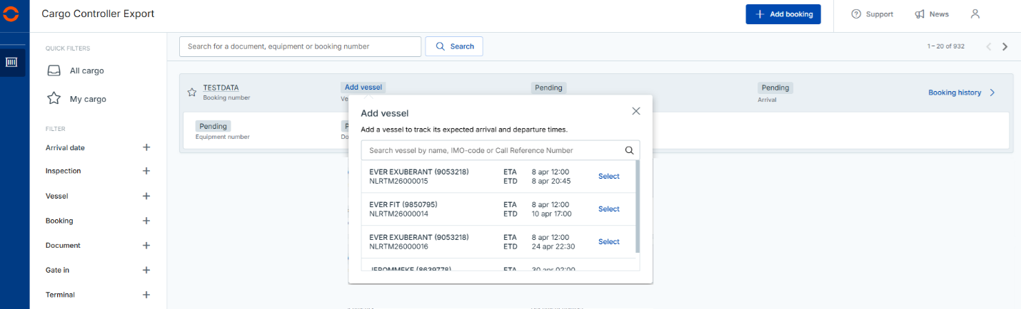 Schip toevoegen in Cargo Controller Export na toevoegen boeking.png