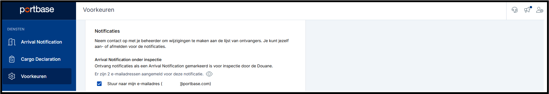 Notificatie instellingen Arrival Notification Export en Cargo Declaration Export.png