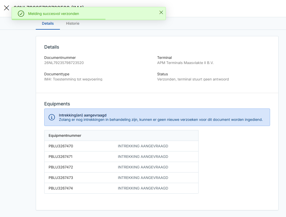 Successfully sent withdrawal request