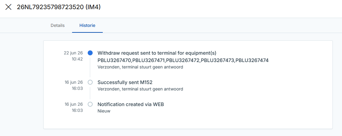 Timeline withdrawal request in Import Documentation Notification