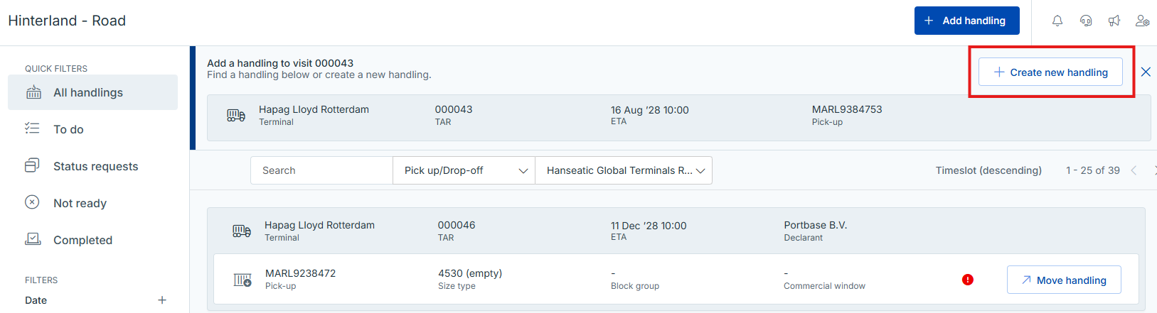 Add new handling to existing visit